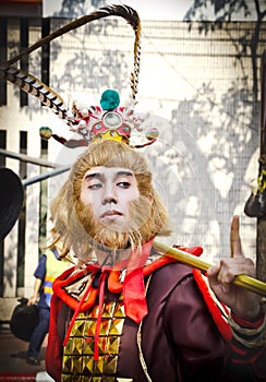 Unidentified people dress up like Monkey King