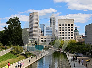 Unidentified People enjoying Canal walk in Downtown Indy in Indianapolis, IN, US