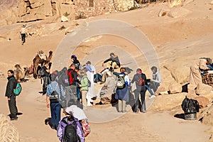 Unidentified people on an excursion near St. Catherine Monastery, Egypt