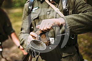 Unidentified re-enactor dressed as German soldier