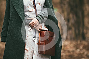 Unidentified re-enactor wears historical German Red Cross DRK