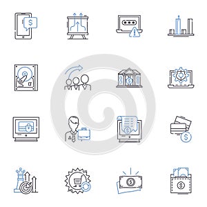 Unification line icons collection. Unity, Integration, Harmony, Consolidation, Synergy, Fusion, Amalgamation vector and