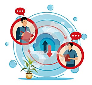 Unified communication concept. Collaborative Cloud Data Sharing With Communication.