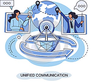 Unified communication metaphor. Social media creative idea. Online social network. Business interaction app