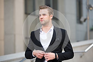 Uniform business environments decorum professionalism woven culture organization. Man formal suit businessman well