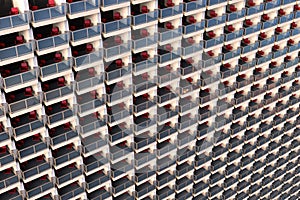 Uniformed looking apartments in a huge and overcrowded apartment building