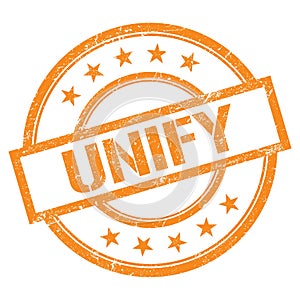 UNIFY text written on orange vintage stamp photo