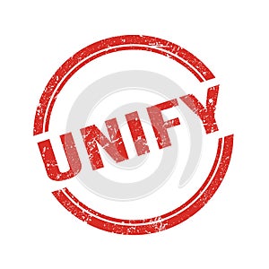 UNIFY text written on red grungy round stamp photo