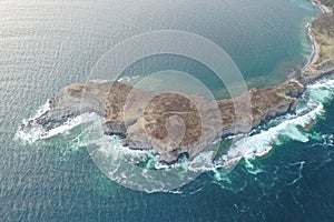 Uninhabited Peninsula in the waters of the Pacific ocean