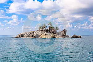 uninhabited Seychelles island - view from the sea