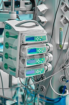 Uninterruptible power supply unit for computers and life support devices in the operating room.