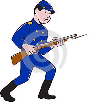 Union Army Soldier Bayonet Rifle Cartoon