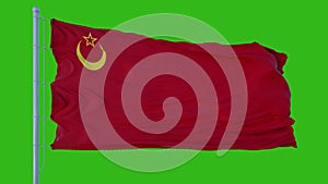 Union Of Islamic Soviet Republics Flag waving in the wind against green screen background
