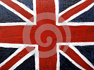 Union Jack flag on metal background