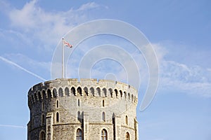 Union Jack flag on the top of England castle