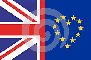 Union Jack Flag of the United Kingdom and European Union Flag shape of  Heart love the EU