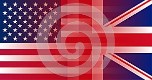 Union Jack and flag USA in gradient superimposition. Vector