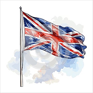 Union Jack Flag Watercolour Vector Illustration