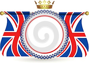 Union jack flags crown and rosette