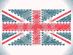 Union jack hearts grunge flag