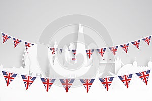 Union jack jubilee bunting & London concept photo