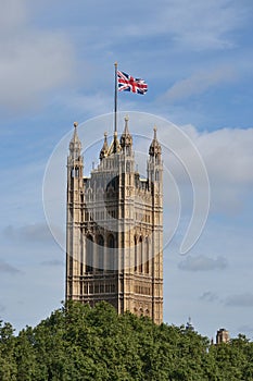 Union Jack Victoria Tower Palace Westminster