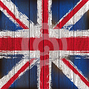 Union Jack on a Wooden Plank Background
