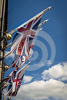Union Jacks and England flags on sunny day