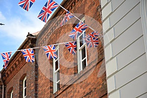 Union Jacks Strung Up in English Village