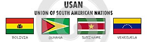 Union of South American Nations USAN, vector flags of members photo