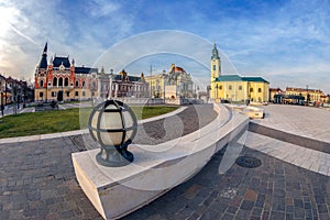 Union Square with historical buildings, Oradea, Romania