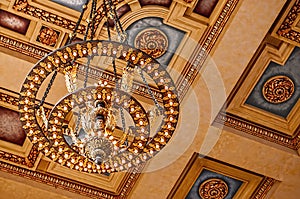 Union Station chandelier and ceiling