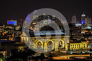 Union station,Kansas city,buildings,night