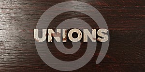 Unions - grungy wooden headline on Maple - 3D rendered royalty free stock image