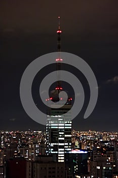 UNIP tower in Paulista avenue, Sao Paulo cityscape, panoramic, night