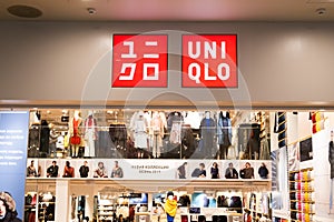 Uniqlo store in Galeria Shopping Mall in Saint Petersburg, Russia.