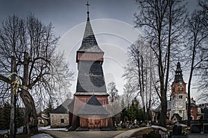 Unique 17th century wooden church in Bialka Tatrzanska, Poland