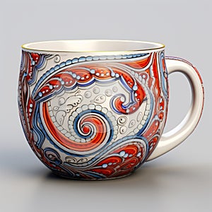Unique 3d Coffee Mug With Paisley Design By Natalia Goncharova