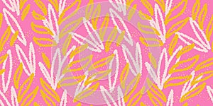 Unique abstract organic shapes seamless pattern. Colorful pink background. Vector hand drawn sketch creative forms print. photo