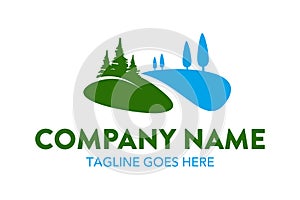 Unique agriculture and farming, landscape logo template