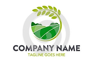 Unique agriculture and farming, landscape logo template photo