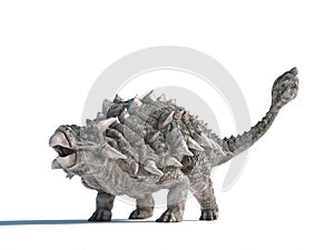 Unique ankylosaurus dinosaur model showcasing intricate details and textures in a minimalist setting for educational or artistic photo