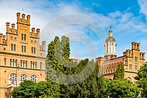 Unique architecture of Chernivtsi National University during sunny autumn day, Ukraine