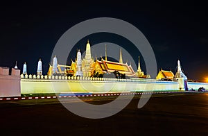 The night view of Grand Palace of Bangkok, Thailand
