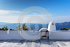 Unique architecture of Oia Santorini`s houses on the cliff