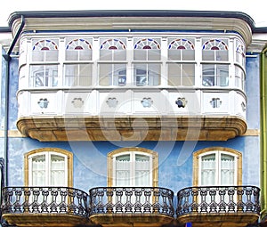 Unique balcony in Ribadeo, Spain photo