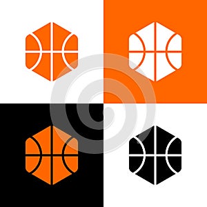 Unique basketball ball logo icon, editable vector illustration