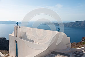 Unique bell tower on Santorini Island, Greece.