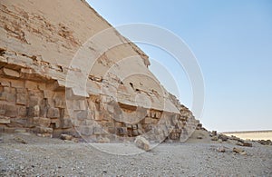 The unique Bent Pyramid of Dahshur, Egypt, built by the Pharaoh Sneferu of the Old Kingdom's 4th Dynasty