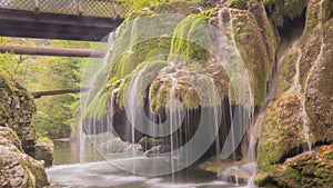 The unique Bigar waterfall full of green moss, Romania